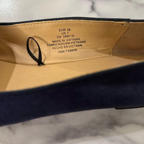 H&M NAVY Women Slip On Flats Fashion Blue Faux Suede - Picture 3 of 6